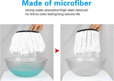 Queta Набір із 6 змінних мікрофібрових насадок для швабри, 360° Spin Mop для прибирання дому, ефективне видалення сильних забруднень