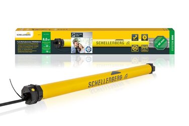 Електричний роликовий мотор Schellenberg Mini 6 Нм, механічне налаштування кінцевих положень, для ролет 40 мм, до 4 м², комплект з настінним кронштейном, преміум, до 6 м² / 10 Нм