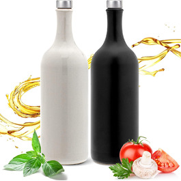 Ручна робота: Набір пляшок для олії та оцту Gourmet Essig & Öl 500 мл, з дозатором, кам'яна кераміка, чорна та біла, ексклюзивний дизайн, Німеччина