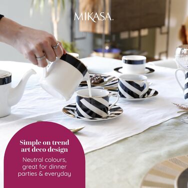 Набір фарфорових цукорниці та молочника MIKASA Luxe Deco, 245 мл, з кришками, у подарунковій коробці, можна мити в посудомийній машині