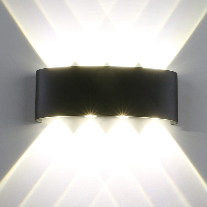 Yosoan LED настінний світильник Up&Down для зовнішнього та внутрішнього використання, 8x1Вт, 4000K, природне біле світло, водостійка лампа для фасаду, тераси, балкона