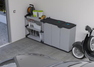 Шафа Mongardi W2016 з ПВХ і поліпропілену, 1 дверцята, 1 полиця, легке складання, модульна, міцна, для дому та вулиці, 34x40x85 см, чорна/сіра