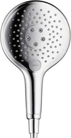 Душова лійка hansgrohe Raindance Select S, 3 режими струменя, антикальк, водозбереження, білий/хром, у комплекті з душовим шлангом