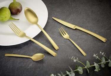 Набір столових приборів ECHTWERK Avelino Gold Edition, 20 предметів, матова нержавіюча сталь 18/10, для 4 осіб, преміум якість, для весіль, свят та декору столу