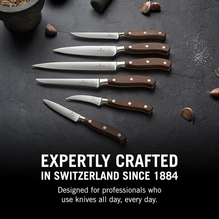 Професійний ніж для нарізання Victorinox Grand Maître, 20 см, надгостре лезо з прямим заточенням, дерев'яна ручка, нержавіюча сталь, коричневий