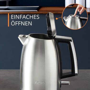 Електрочайник Krups Smart'n Light, 1,7 л, 2200 Вт, 5 температур, нержавіюча сталь, подвійні стінки, чорний