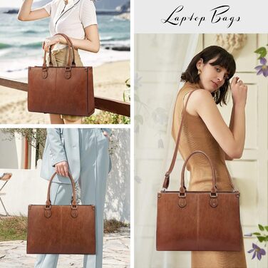 Жіноча сумка для ноутбука 15.6'' LOVEVOOK, коричнева, велика шкіряна робоча сумка-тоут, ділова сумка для офісу, школи, вчителів, кросбоді, PU шкіра