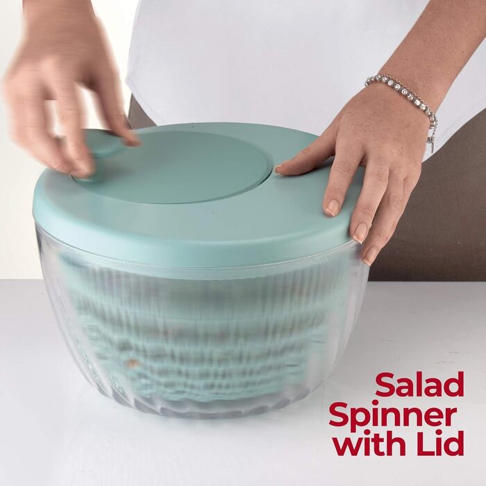 Сушарка для салату Guzzini SPIN&STORE з кришкою, оливкова, 26×19 см, 4000 мл