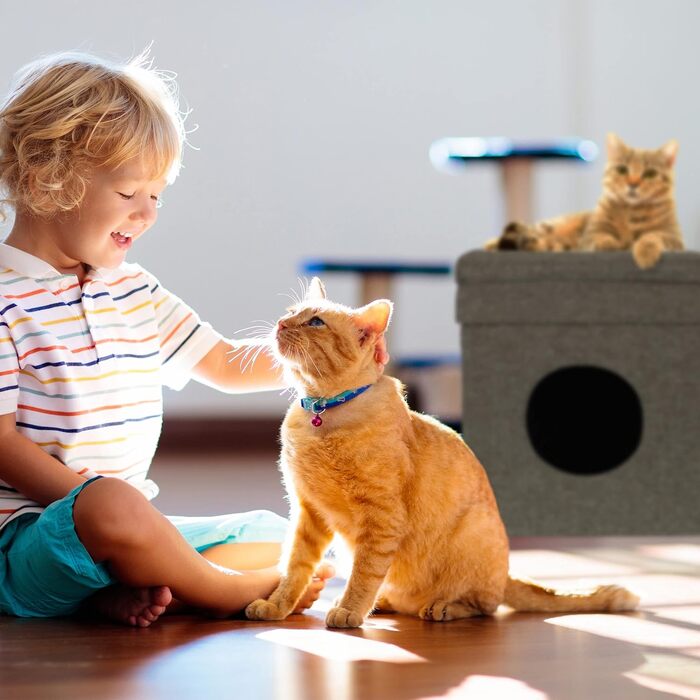 Будиночок для котів Relaxdays, двоповерховий, для дому, для котів і малих собак, 44x38x38 см, сірий