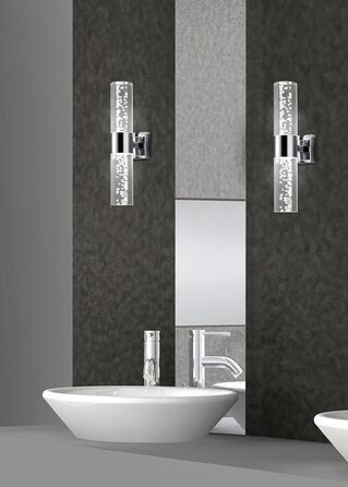 Світильник для ванної Trio Leuchten Bolsa, LED, 3.2 Вт, хром, акрил з бульбашками, настінний, 2 лампи