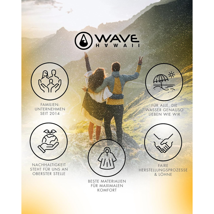 Пончо для пляжу WAVE HAWAII L 100% бавовна для дорослих – махровий рушник, велюр, висока водопоглинання, для жінок і чоловіків, для переодягання на пляжі, 170-200 см