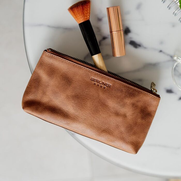 Косметичка Berliner Bags Anna з натуральної шкіри, маленька, колір Camel, для жінок і дівчат