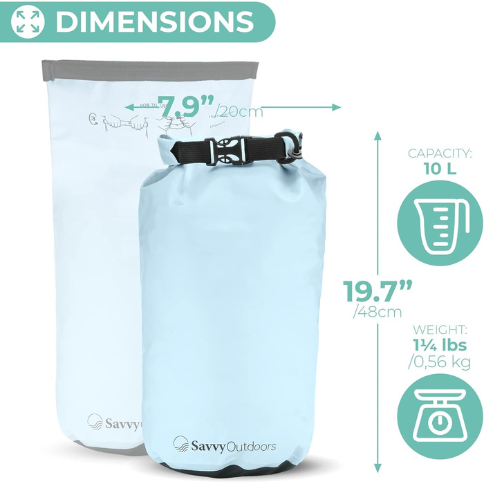 Водонепроникний сухий мішок Drybag 5/10/20/30 л для кемпінгу, пляжу, каякінгу, туризму та човна – захист речей і продуктів