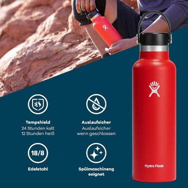 Термобутилка HYDRO FLASK 621 мл з кришкою – вакуумна ізоляція, нержавіюча сталь, герметична, для гарячих і холодних напоїв, вузьке горло, колір Agave