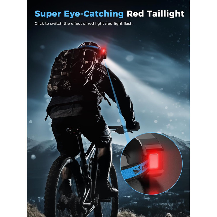 Лобовий ліхтар Smiling Shark 7 LED, 270° з датчиком руху, суперяскраве біле та червоне світло, акумуляторний, для кемпінгу, риболовлі, ремонту