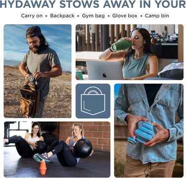 Складна пляшка для води HYDAWAY 500 мл, силіконова, з носиком, синя, дорожня, харчовий силікон