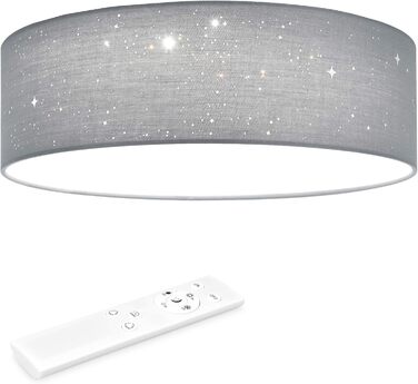Navaris LED стельова лампа 22W, димована, зіркове небо, зміна колірної температури, з пультом, для вітальні, спальні, дитячої, діаметр 32 см, світло-сіра