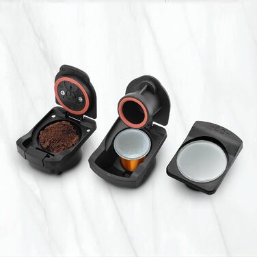 Кавоварка Ufesa Bellagio 3-в-1 для капсул Nespresso, Dolce Gusto або меленої кави, сенсорна панель, 7 режимів, резервуар 1 л, 1400 Вт, 15 бар, червона, компактна