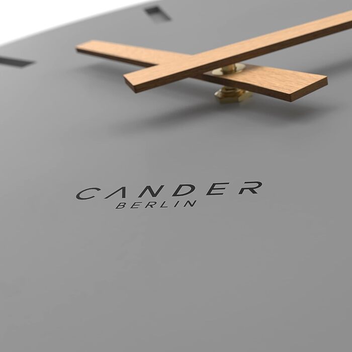 Настінний годинник Cander Berlin MNU 2530 G, 30 см, безшумний, аналоговий, для вітальні, сучасний вінтаж, сірий антрацит, дерев'яні стрілки, MDF