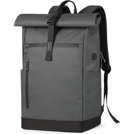 Рюкзак Inateck RollTop 25-30 л для чоловіків і жінок, велосипедний, шкільний, для університету, роботи, спорту та подорожей, з відділенням для ноутбука 17'' (сірий, стильний дизайн)