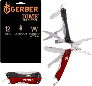 Мультитул Gerber Dime з 12 функціями, кишеньковий, чорний/червоний