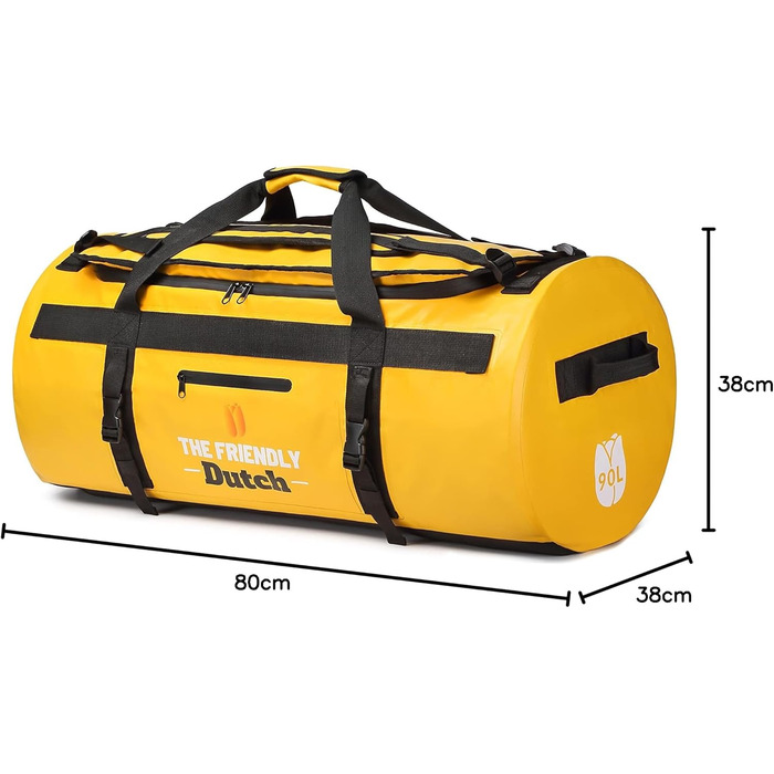 Велика водонепроникна спортивна сумка The friendly Dutch 90L, для чоловіків, жовта, рюкзак та дорожня сумка