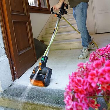 Акумуляторна мультищітка WORX WG441E.9 20В для чищення каменю, бетону та деревини, видалення бур'янів, з водяним підключенням, без акумулятора та зарядного, сумісна з PowerShare, жорстка щітка для кам'яних поверхонь