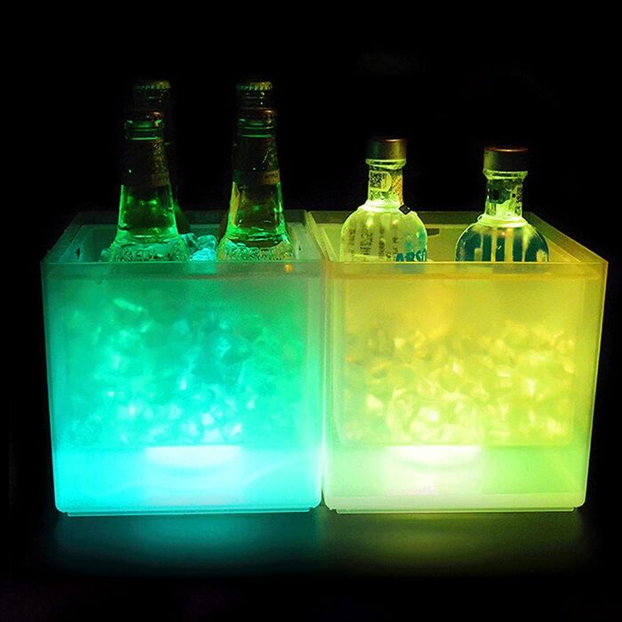 LED відерце для льоду 3.5 л з автоматичною зміною кольору, барвисте відро для пляшок, для вечірок, барів, ресторанів, підходить для вина, соку, пива