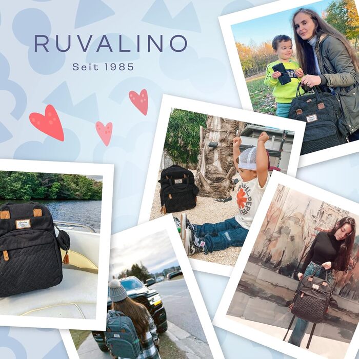 Мультифункціональний рюкзак-органайзер для мами й тата RUVALINO, чорний – дитяча сумка для підгузків із пеленальним килимком, тримачем для пустушки та кріпленням на візок