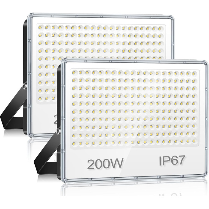 Світлодіодний прожектор для вулиці 300W, 30000 Лм, IP67, холодне світло 7000K, надяскравий LED ліхтар для складу, саду, гаража, двору, фабрики, паркінгу