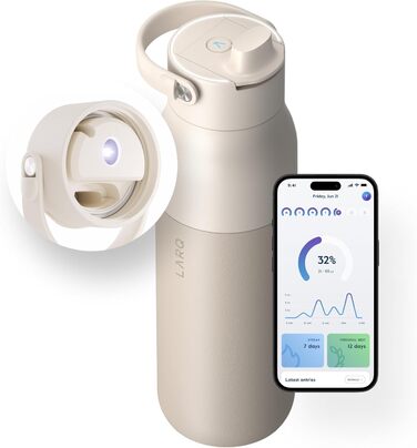 Термобутилка LARQ PureVis 2 680 мл з самостійною очисткою, UV-C LED, додатком контролю води, з нержавіючої сталі, подвійна ізоляція, багаторазова, 2 роки гарантії, колір Mojave Dune