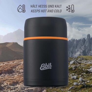 Термос для їжі Esbit Classic 500 мл, чорний, з нержавіючої сталі – контейнер для зберігання гарячих і холодних страв
