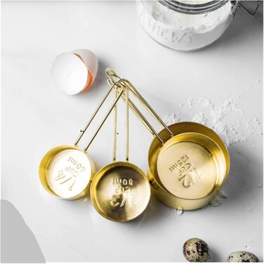 Набір мірних чашок і ложок FBHappiness Gold, 8 шт. Нержавіюча сталь