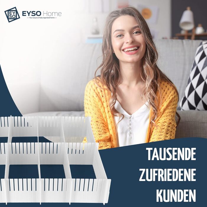 Органайзер для шухляд EYSO Home, набір роздільників 33x7 см з конекторами, регульований пластиковий роздільник для ящиків, система зберігання