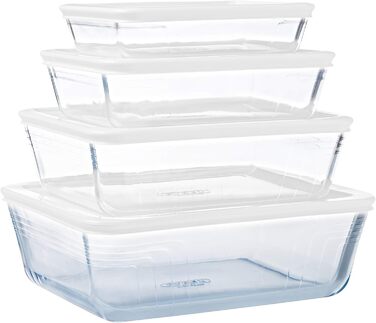Набір скляних форм Pyrex Cook & Freeze з герметичними кришками (0,8 л, 1,5 л, 2,6 л, 4 л), для заморожування, без BPA