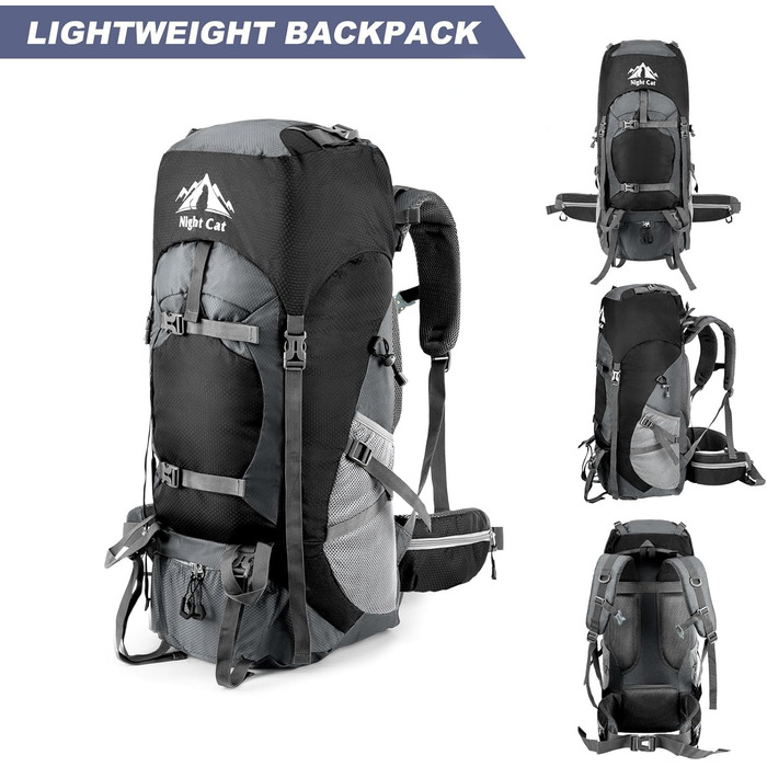 Рюкзак Night Cat Wanderrucksack 70/90 л для туризму, трекінгу, походів, подорожей, для чоловіків та жінок, дихаючий, для кемпінгу, альпінізму, велоподорожей