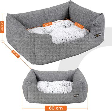 Лежак для собак Feandrea XL, ортопедичний, оксфорд, антиковзний, 100x70 см, сірий