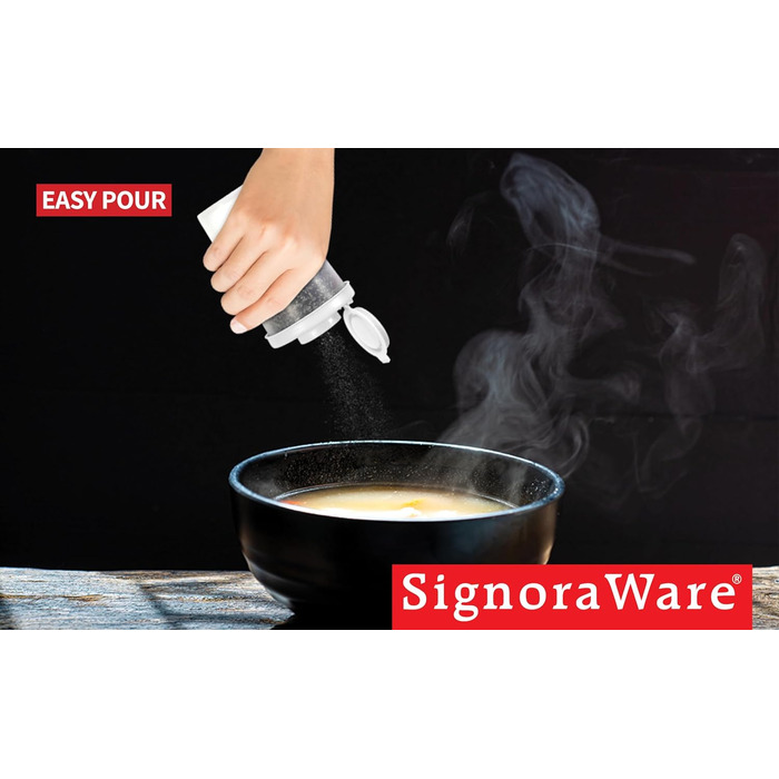 Набір прозорих вологозахищених солянок і перечниць SIGNORAWARE для кухні, подорожей, кемпінгу та ланчбоксів, 2 великі контейнери для спецій