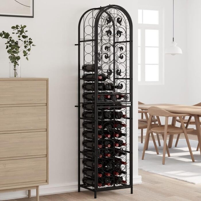 vidaXL металевий винний стелаж на 35 пляшок, полиця для вина, винна шафа 45x36x200 см