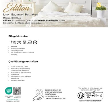 Простирадло без гумки aqua-textil Edition XXL 240x290 см, біле, бавовна, класичне простирадло для ліжка