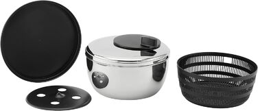 Сушарка для салату WMF Gourmet 25,4 см, нержавіюча сталь Cromargan, полірування, пластикове сито, підходить для посудомийної машини
