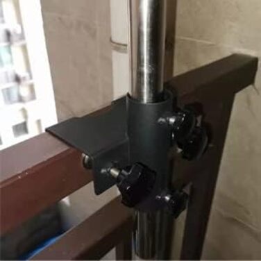 Кріплення VANROUG для балконного парасоля, міцна сталева кліпса на паркан або терасу, для парасолі діаметром 23-38 мм, чорна, регульована (20-63 мм)