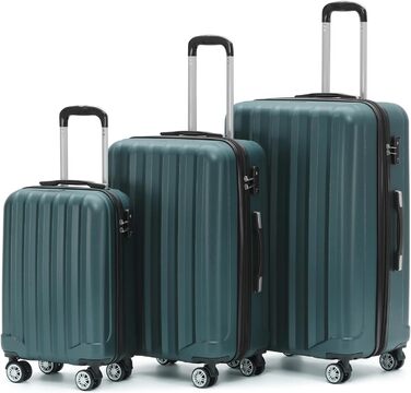 Набір валіз BEIBYE 2080 з TSA-замком, подвійними колесами, 3 шт., жорсткий корпус, темно-зелений