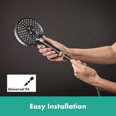 Душова лійка hansgrohe Raindance Select S, економна, 9 л/хв, 3 режими, 120 мм, антикальк, PowderRain, чорний хром