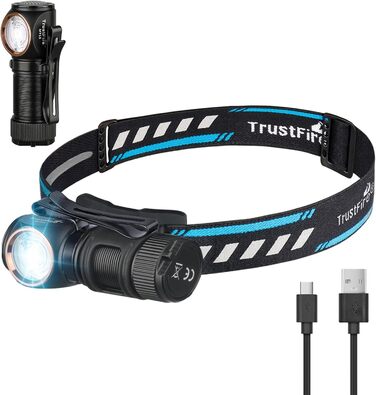 Налобний ліхтар TrustFire MC18 1200 люменів, водонепроникний, LED, акумуляторний, 5 режимів, для бігу, з ремінцем (синій)