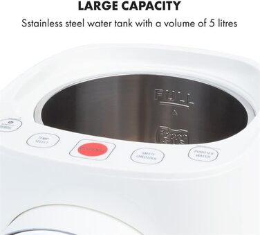 Диспенсер гарячої води Klarstein Hot Spring Plus, 5 л, LCD, 45–95°C, нерж. сталь, захист від перегріву, дитячий замок, білий