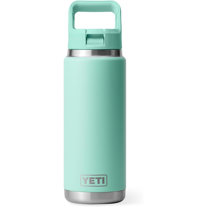 Термос пляшка YETI Rambler C з трубочкою, вакуумна нержавіюча сталева фляга 769 мл (Seafoam)