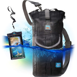 Водонепроникний рюкзак Dry Bag для каякінгу, риболовлі та човнів, 10 л, міцний 500D ПВХ, чорний, з зовнішньою кишенею
