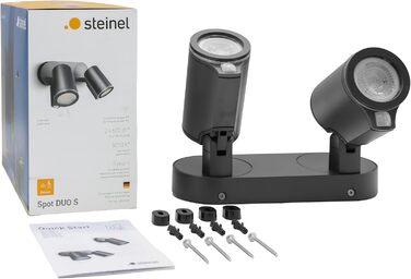Смарт LED прожектор Steinel Spot DUO SC Connect для вулиці з датчиком руху, димуванням, керуванням через додаток, 7 Вт, 3000K, антрацит