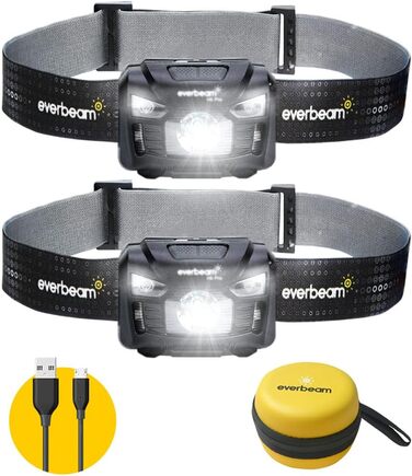 Лобовий ліхтар Everbeam H6 Pro LED з датчиком руху, 650 люменів, акумулятор 1200 мА·год, водонепроникний, USB-зарядка, до 20 годин роботи (2 шт.)